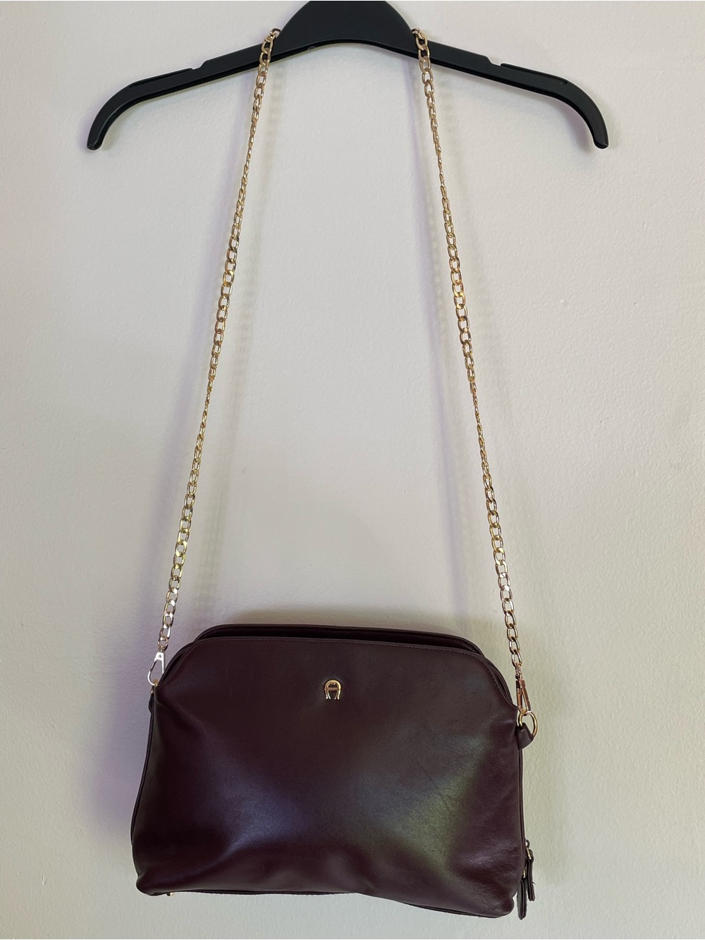 Vintage Etienne Aigner Oxblood Crossbody Bag Gold Chain
